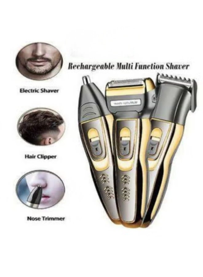 3-In-1 Rechargable Trimmer Black/Gold 15cm - Image 2